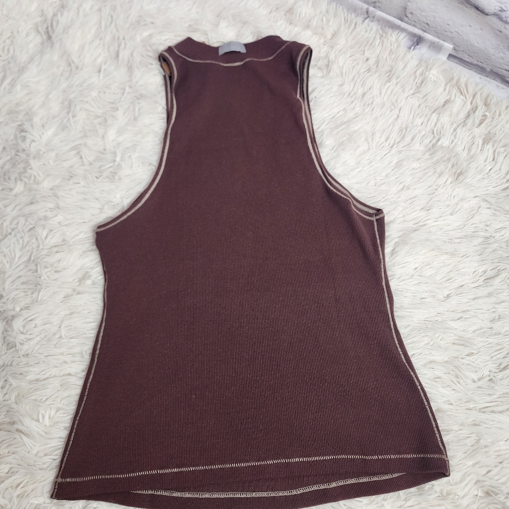 SKIMS COTTON RIB MOCK NECK TANK in Chocolate Size 4X - Picture 3 of 10